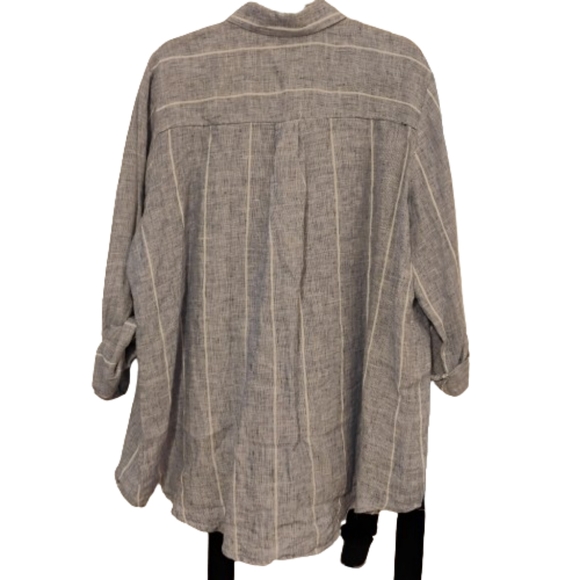 Ellen Tracy Striped 100% Linen Pullover Top, 2X - Picture 2 of 15
